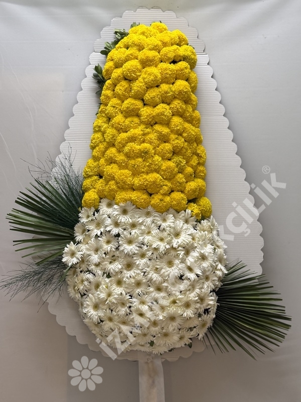 Sarı & Beyaz Gerbera Çelenk