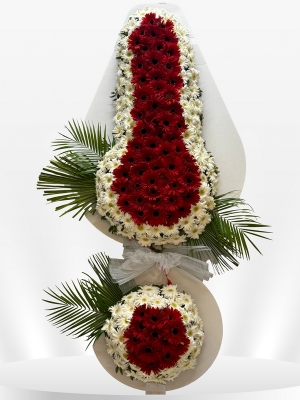 2 Katlı Kırmızı & Beyaz Çelenk