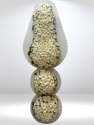 3 Katlı Beyaz Çelenk